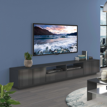 Meuble TV Orlando | 260 x 41,5 x 46 cm | Lacquered Anthracite Design