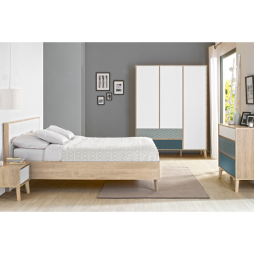 Chambre à coucher Lina: lit 160x200cm, chevet, commode, armoire