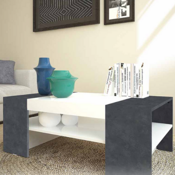 Table basse Bournemouth | 110 x 60 x 40 cm | High Gloss White & Report-design