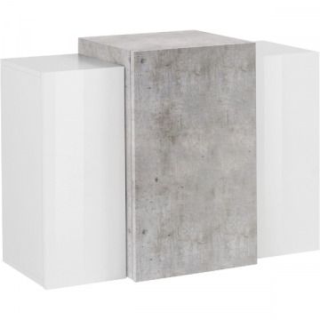 Armoire suspendue Porro | 90 x 38 x 65,5 cm | High Gloss White & Concrete design