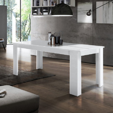 Table de salle à manger à rallonge Jesi | 160 x 90 x 75 cm | High Gloss White