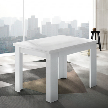 Table de salle à manger à rallonge Jesi | 90 x 90 x 75 cm | High Gloss White