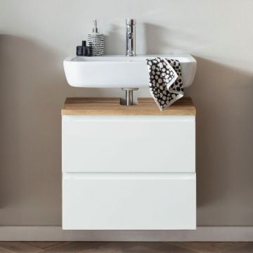 Meuble lavabo Varese | 60 x 47 x 56 cm | Wotan Oak / White