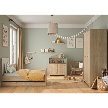 Combinaison chambre d'enfant Elea | Lit évolutif, commode, armoire | Châtaignier design