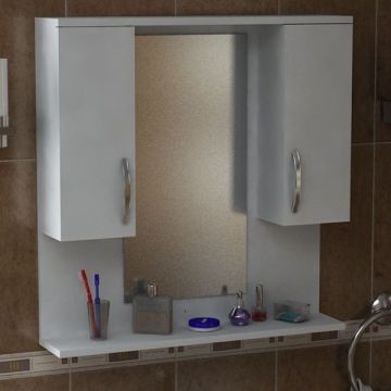 Meuble de salle de bain Furny Home | 100% Mélamine | Blanc | 80x83x18 cm
