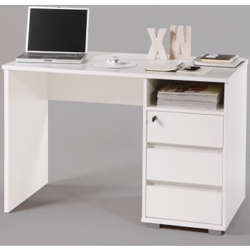 Bureaux, meubles et rangements, PRADO bureau blanc mat avec 1 tiroir et 1  caisson