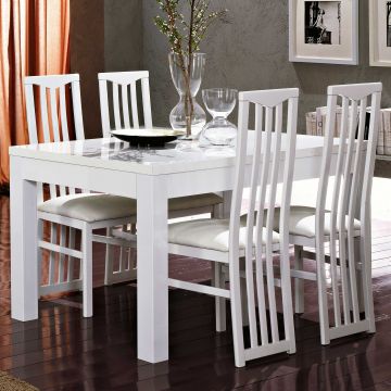 Table à manger Roma 190x90 cm rectangle-blanc brillant