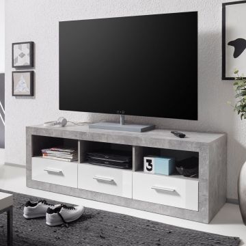 Meuble tv Inga 147 cm - béton/blanc
