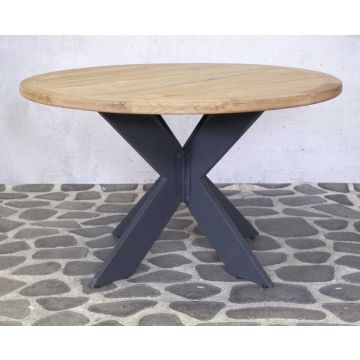 Table de jardin ronde Elva ø130cm - naturel/noir