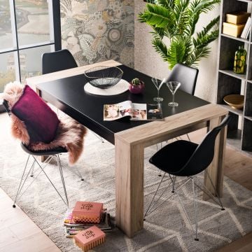 Table de salle à manger Copenhagen 154x90cm - bois/noir