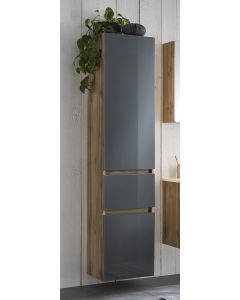 Colonne Helina 40cm 2 portes & 1 tiroir - chêne/gris