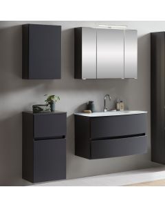 Ensemble salle de bains Kornel 7 à 4 pièces avec vasque blanche - gris graphite