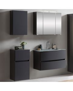 Ensemble salle de bains Kornel 8 à 4 pièces avec vasque grise - gris graphite