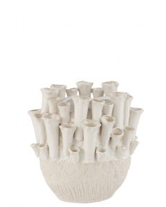 Vase anemone bas ceramique beige