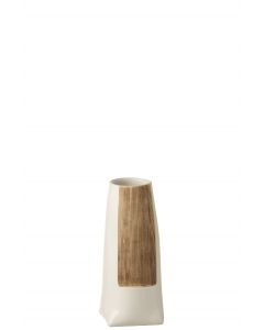Vase ibiza rond ceramique blanc/marron small