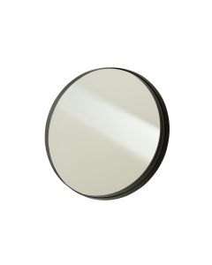 Miroir rond bord metal noir large