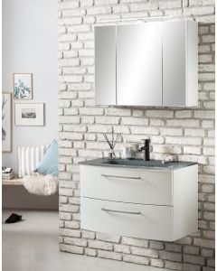Ensemble salle de bains Stivan 2 pièces avec vasque grise - blanc