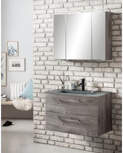 Ensemble salle de bains Stivan 2 pièces avec vasque grise - chêne gris