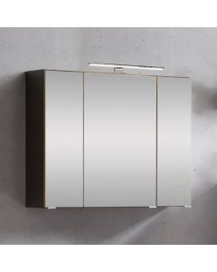 Armoire de toilette Kornel/Luna 80cm 3 portes & éclairage LED - gris graphite