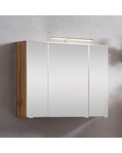 Armoire de toilette Kornel/Luna 80cm 3 portes & éclairage LED - chêne