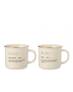 Mug message family home ceramique or assortiment de 2