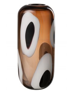 Vase izzy verre blanc/marron large