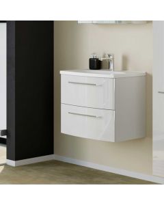 Meuble lavabo Gene 60cm 2 tiroirs - blanc/blanc brillant 