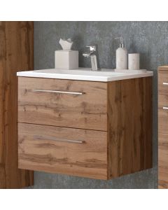 Meuble lavabo Sefa 60cm 2 tiroirs - chêne wotan