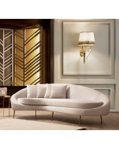 Canapé 3 places | Confortable et élégant | Structure en bois de hêtre | Tissu polyester | Longueur 255cm