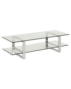 Table basse Nicola 120cm avec plateau en verre - gris