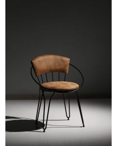Ensemble de chaises Vella | Structure 100% métal | Tissu velours | Noir Beige