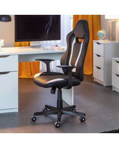 Chaise de bureau Cool Life similicuir - noir/blanc