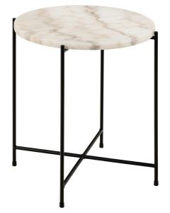 Table d'appoint Avila Ø42 cm - marbre blanc/noir