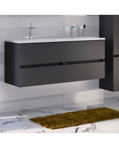 Meuble lavabo Brama 120cm 4 tiroirs - graphite/gris mat 