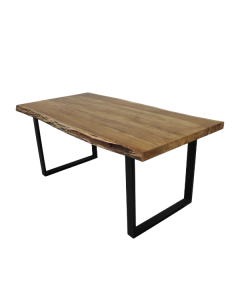 Table à manger SoHo-220x100 cm plateau tronc d'arbre-acacia/fer