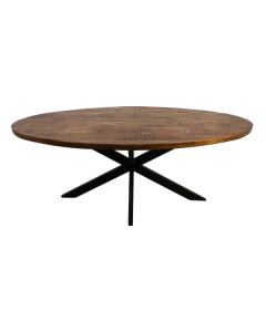 Table à manger Geraldton ovale 220x100cm bois de mangue-naturel/noir