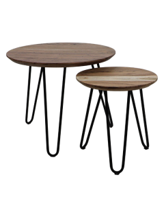 Tables basses Luzern ensemble de 2 bois d'acacia et métal - naturel/noir