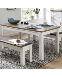 Table extensible Samine 90x160/220 - blanc/chêne