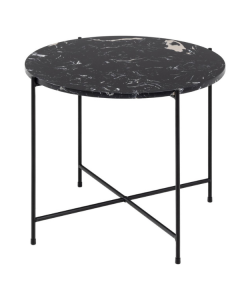Table d'appoint Avila Ø52 cm - marbre artificiel/noir