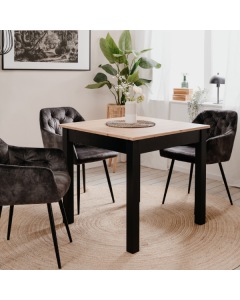 Table à manger extensible Coburg 80/120 x 80cm - décor chêne / noir