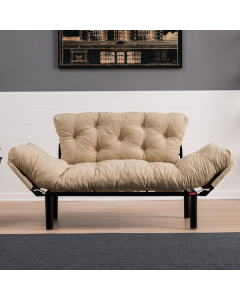 Canapé-lit 2 places | Confort et design unique | Structure en métal et tissu microfibre | Crème