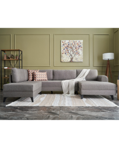 Canapé d'angle confortable et élégant | Cadre en bois lourd | 300cm de largeur | Marron