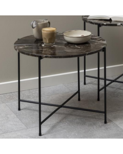 Table d'appoint Avila Ø52 cm - marbre brun/noir