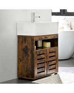 Meuble sous évier rustique brun, meuble sous-vasque de salle de bain, 60x30x63cm