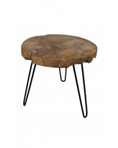 Table d'appoint Root ø55cm disque rond tronc d'arbre-teck/bois de racine