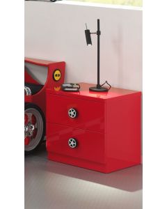 Table de chevet Monza avec deux tiroirs - rouge
