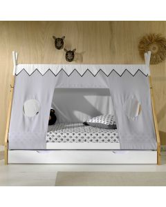 Lit Tipi 90 x 200cm avec tente de lit et tiroir de lit - blanc